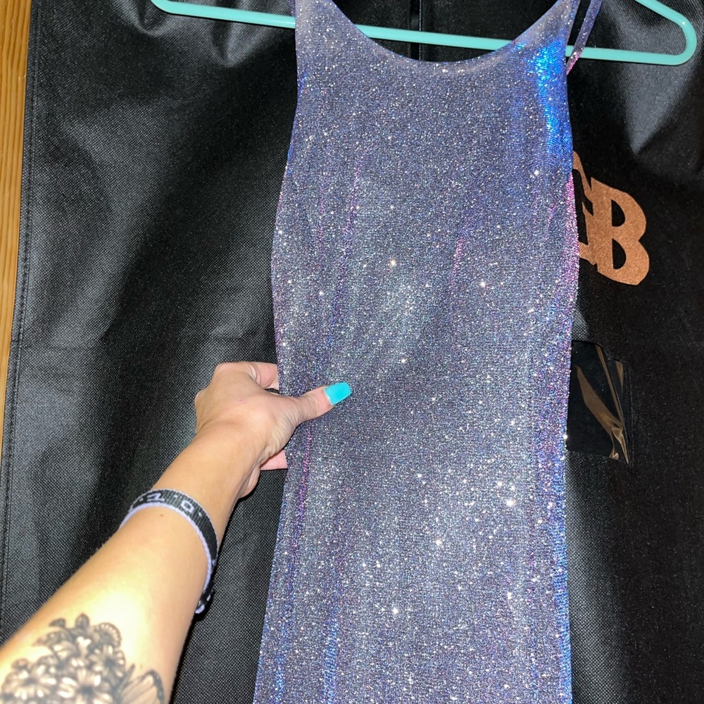 Iridescent purple prom dress